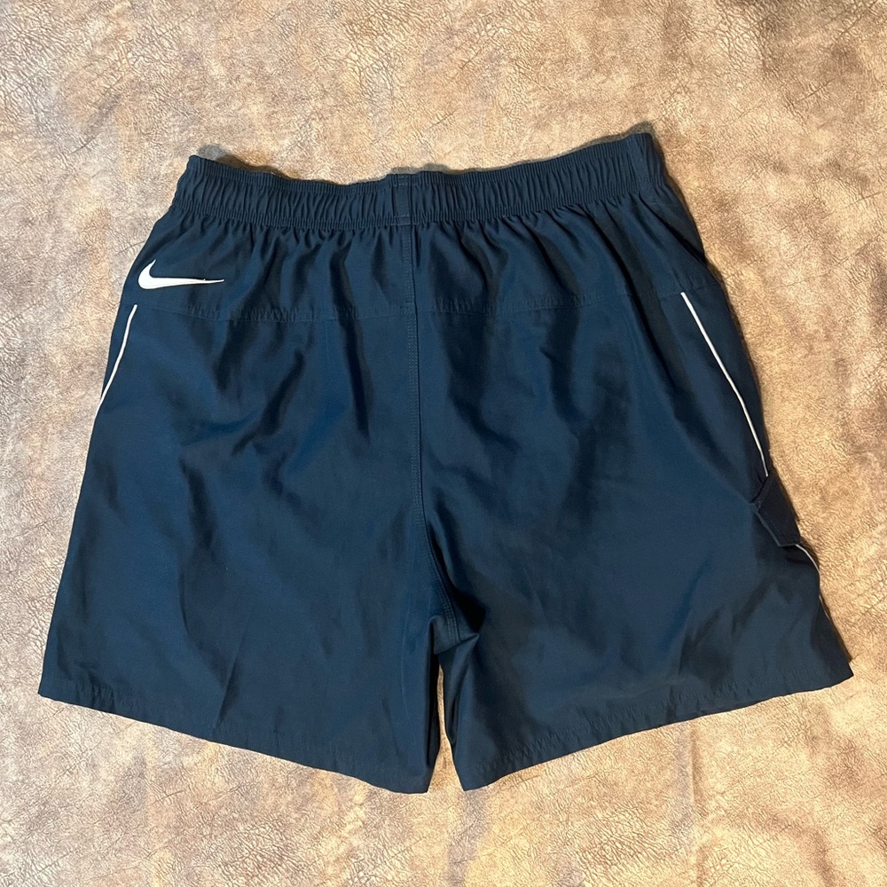 Nike Men’s Vintage Navy Blue Mid Weight Polyester Athletic Swim Trunks Size L
